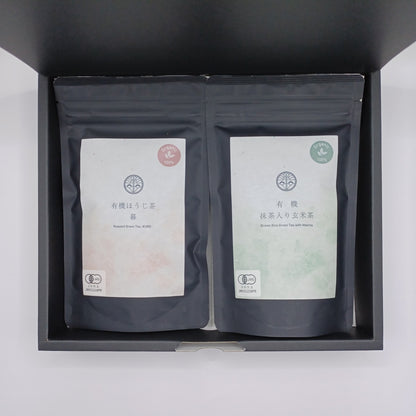 オーガニック　ほうじ茶・抹茶入り玄米茶　袋2本セット