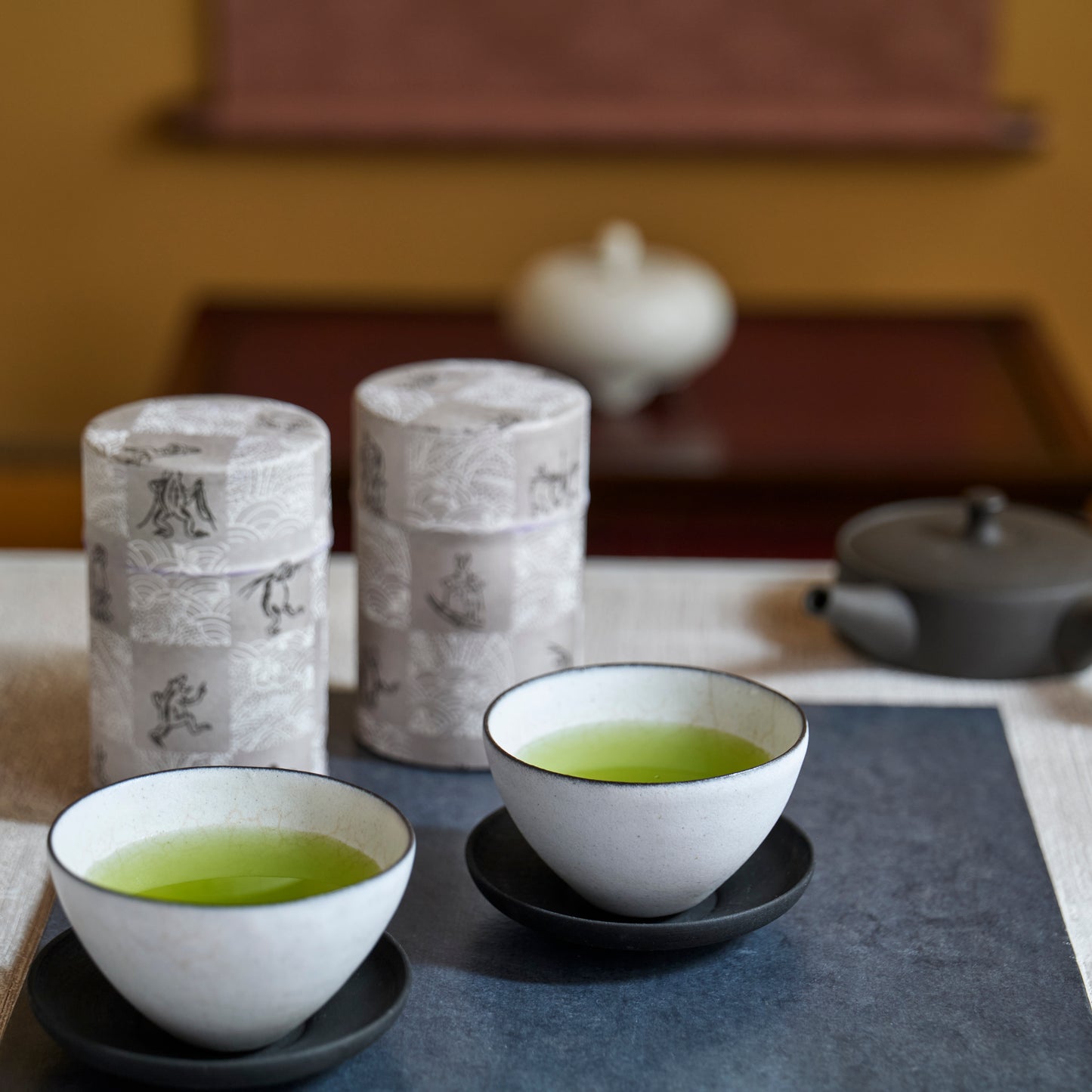 高級煎茶　和紙缶２本セット